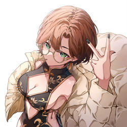 This is a pixiv picture whose title is チャイナドレス×ロングダウン.