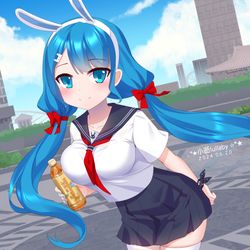This is a pixiv picture whose title is 晴空逝-风吹裙摆.