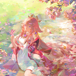 This is a pixiv picture whose title is happy birthday yae miko.