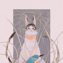 This is a pixiv picture whose title is 鳥見猫.