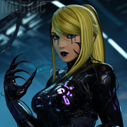 This is a pixiv picture whose title is Symbiote Samus Lighting Study.