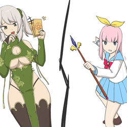 This is a pixiv picture whose title is Another magical girl head swap.
