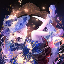 This is a pixiv picture whose title is 星と月の魔法のお茶魔女.