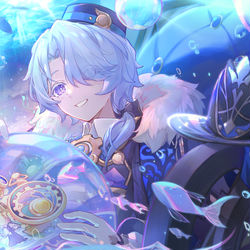 This is a pixiv picture whose title is 夢の海に眠る.