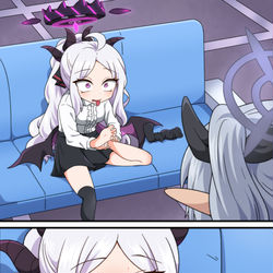 This is a pixiv picture whose title is 발이 핥아지게 되면 어떤 기분일까.