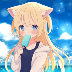 This is a pixiv picture whose title is スク水パーカー.