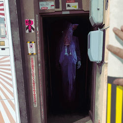 This is a pixiv picture whose title is 豚頭路地.
