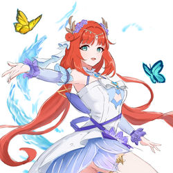 This is a pixiv picture whose title is “旅行者，我的新衣服好看嘛～”.