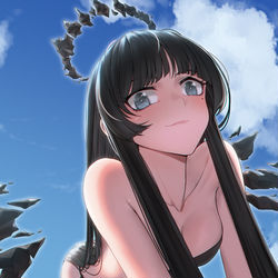 This is a pixiv picture whose title is ヴィルトゥオーサ 塑心 Virtuosa 黒ビキニ姿.