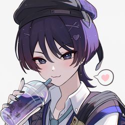 This is a pixiv picture whose title is pretty boi at the cafe uwu.