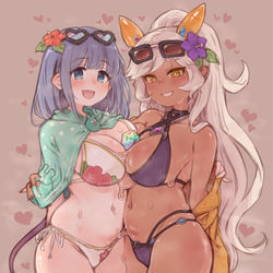 This is a pixiv picture whose title is 水着のミソラちゃんとネアちゃん.