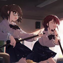 This is a pixiv picture whose title is 空虚，继续画双菜.