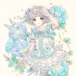 This is a pixiv picture whose title is 夏の花色の女の子.