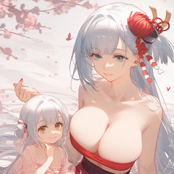 This is a pixiv picture whose title is 老婆和女儿——翔鹤.