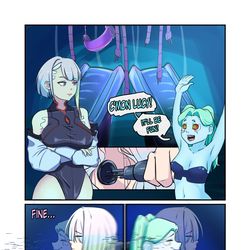 This is a pixiv picture whose title is Lucy x Rebecca body swap.
