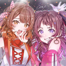 This is a pixiv picture whose title is 花海姉妹〜💜🧡.