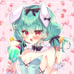 This is a pixiv picture whose title is 暑い日はクリームソーダなの🐰🍈.