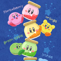 This is a pixiv picture whose title is カービィのカラフルプリン.