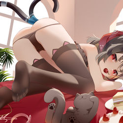 This is a pixiv picture whose title is 猫又.