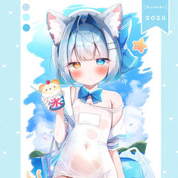 This is a pixiv picture whose title is 白スク透けおなか.