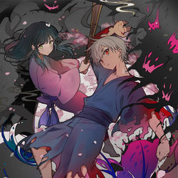 This is a pixiv picture whose title is 千夜と月湖.