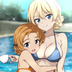 This is a pixiv picture whose title is ダーペコ、プールサイドでアフタヌーンティー.