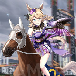This is a pixiv picture whose title is Skeb依頼絵「阪神3歳ステークスで優勝を飾るゴールドシチー」.