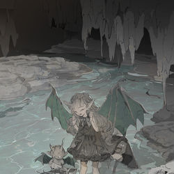 This is a pixiv picture whose title is 洞窟の魔物.