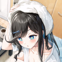 This is a pixiv picture whose title is 「何見てるの？…わ！猫ちゃん？」.