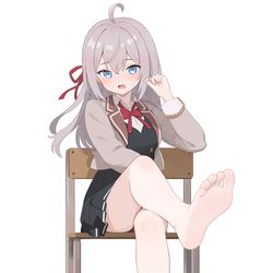 This is a pixiv picture whose title is 艾莉莎:突然说要舔我脚什么的...