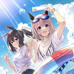 This is a pixiv picture whose title is 海の日 Curren Chan & Admire Vega.