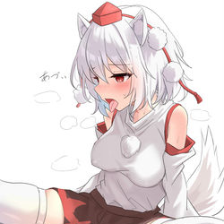 This is a pixiv picture whose title is 暑いと舌が出ちゃう犬走椛.