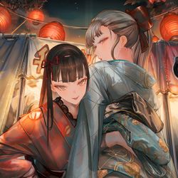 This is a pixiv picture whose title is ”20時42分　気温28℃　地元のお祭り”.