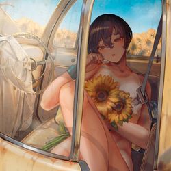 This is a pixiv picture whose title is ”14時24分　気温32℃　見慣れた放置車両”.
