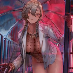 This is a pixiv picture whose title is ”1時24分　気温25℃　雑居ビル外階段”.