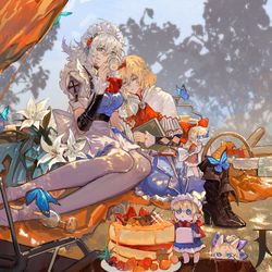This is a pixiv picture whose title is 金風中的下午茶.