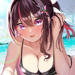 This is a pixiv picture whose title is 一緒に泳がない？.