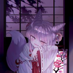 This is a pixiv picture whose title is 天狐紫吹.