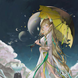 This is a pixiv picture whose title is 散歩、日傘をさすミュルジス.