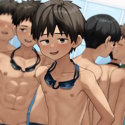 This is a pixiv picture whose title is 指定水着が競パンになったら.