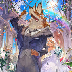 This is a pixiv picture whose title is 狐の嫁入り.