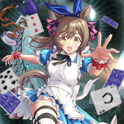 This is a pixiv picture whose title is Skeb依頼絵「不思議の国に迷い込んだファル子」.