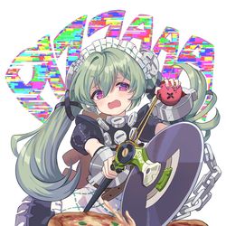 This is a pixiv picture whose title is カリンちゃんのピザカッター.