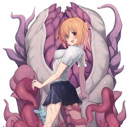 This is a pixiv picture whose title is 触手と少女.
