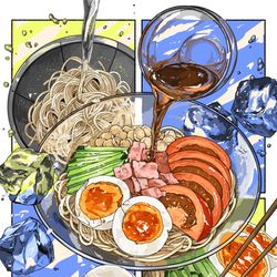 This is a pixiv picture whose title is 冷やし中華.