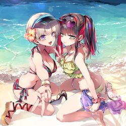 This is a pixiv picture whose title is 夏と浜辺とギャル🌞.