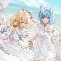 This is a pixiv picture whose title is ななしいんく夏ボイスメインビジュアル.