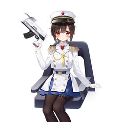 This is a pixiv picture whose title is 拿槍立繪.