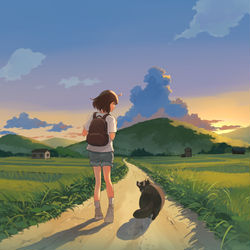 This is a pixiv picture whose title is 帰り路.
