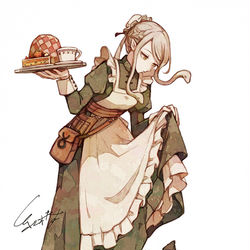 This is a pixiv picture whose title is 「困りますお客様」.